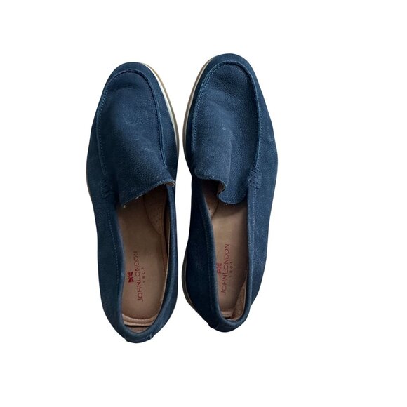 JOHN LONDON Blue Suede Leather Loafers Flats Size US 11 - Picture 2 of 8